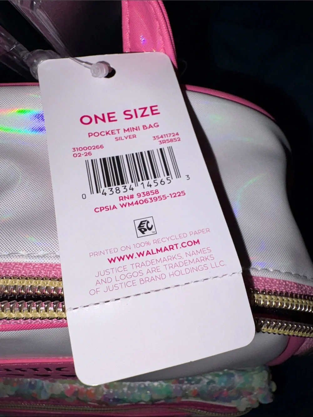 Justice Iridescent Pink Sequin Mini Backpack